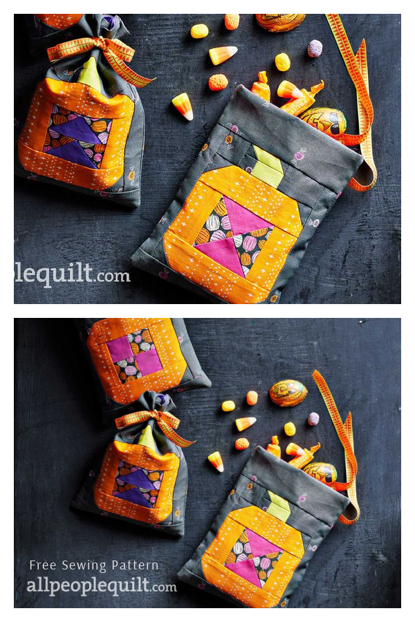 Scrappy Patchwork Halloween Goody Pouch Free Sewing Patterns