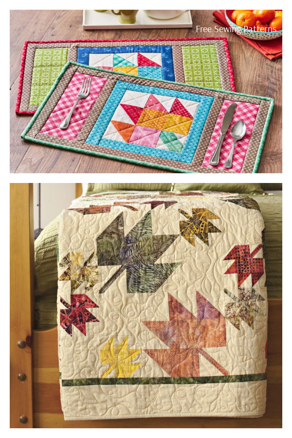 Fall Leaf Motifs Patchwork Free Sewing Patterns
