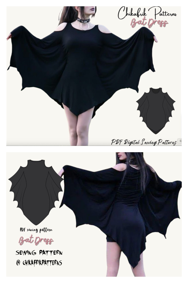 Halloween Gothic Mini Bat Dress Sewing Pattern