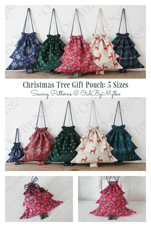 Drawstring Christmas Tree Gift Pouch Sewing Patterns - 5 Sizes Drawstring Christmas Tree Gift Pouch Sewing Patterns - 5 Sizes