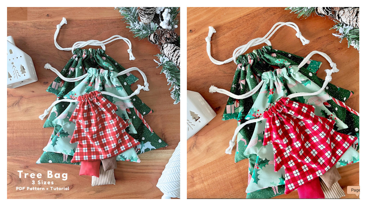 Drawstring Christmas Tree Gift Bag Sewing Patterns