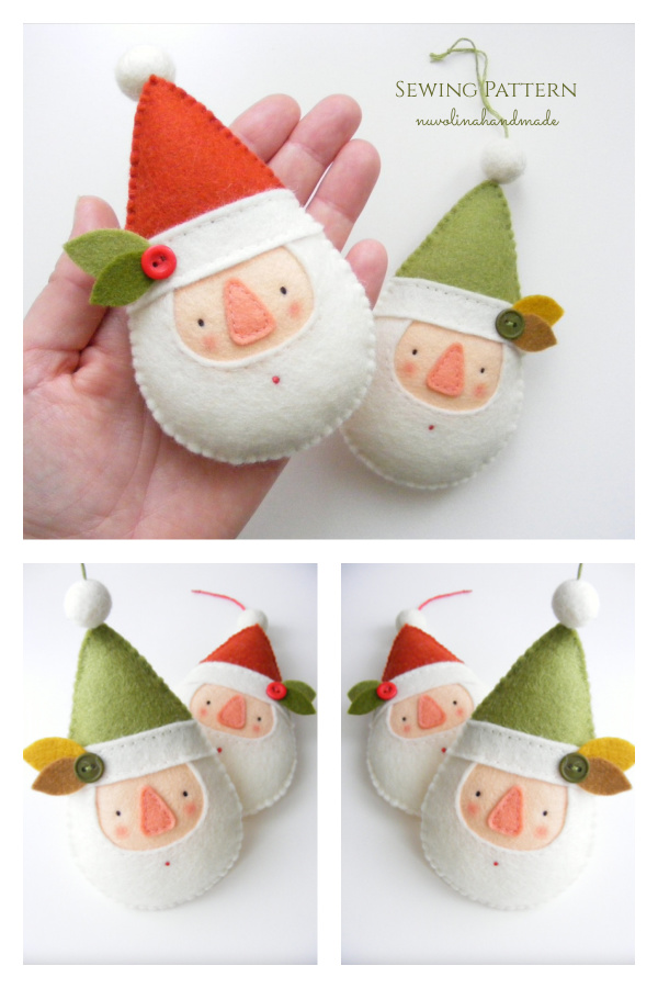 Felt Santa Ornament Sewing Patterns Felt Santa Ornament Sewing Patterns