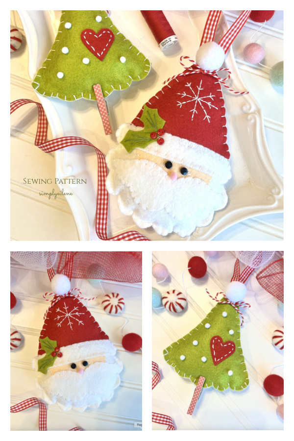 Felt Santa and Christmas Tree Ornament Sewing Patterns Felt Santa and Christmas Tree Ornament Sewing Patterns