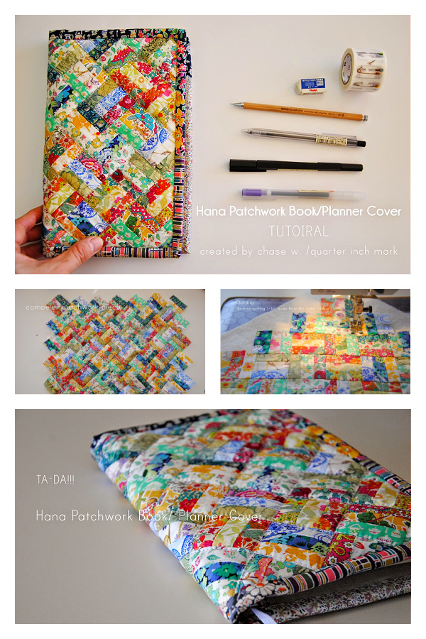 Hana Patchwork Book Planner Cover Free Sewing Pattern
