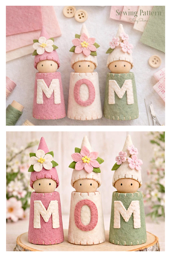 MOM Peg Doll Felt Sewing Pattern