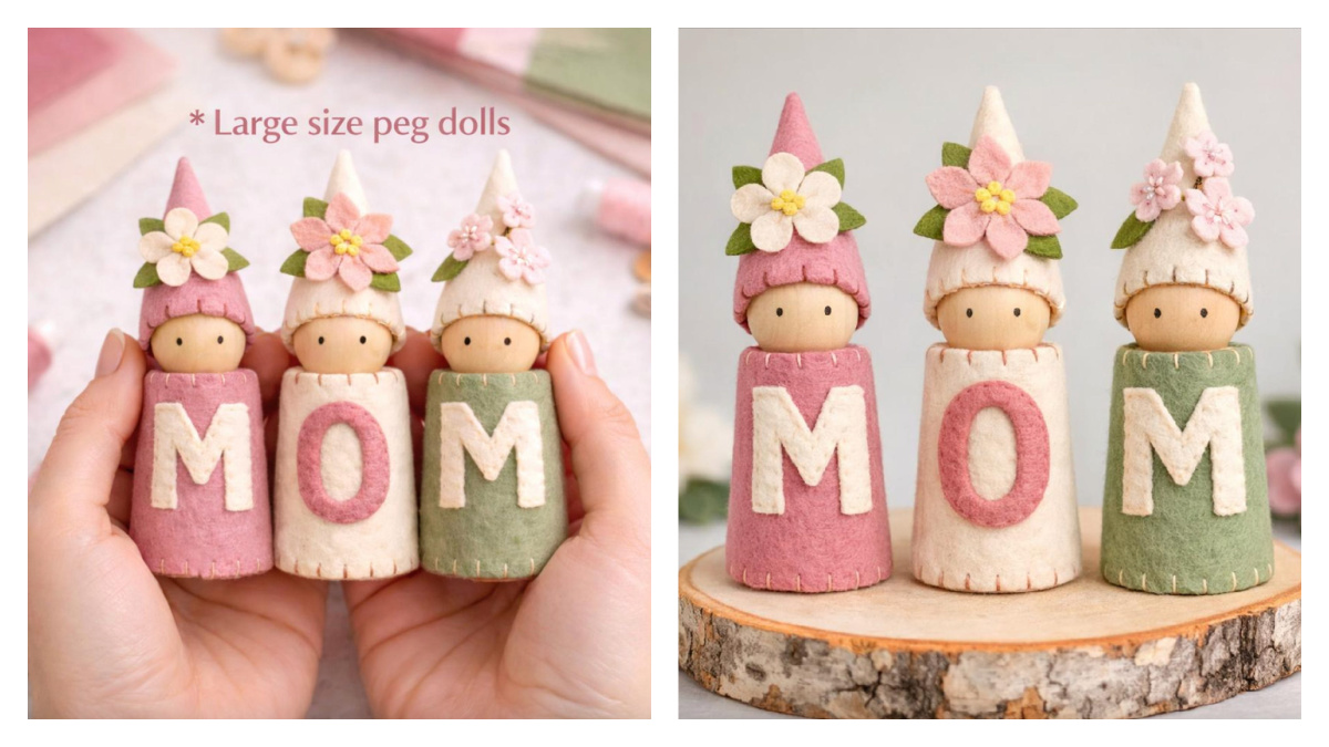 MOM Peg Doll Felt Sewing Pattern