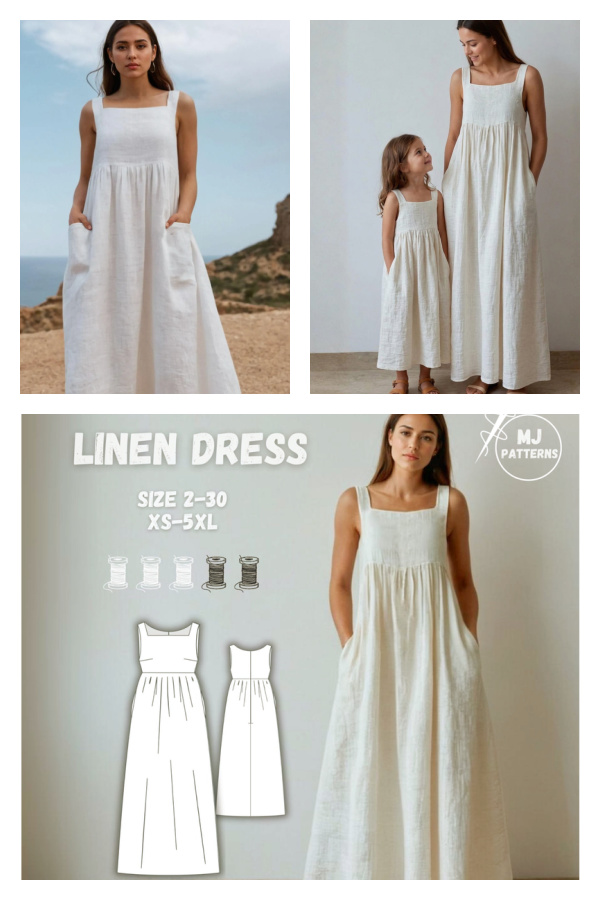 Mother Daughter Maxi Linen Sleeveless Sewing Patterns