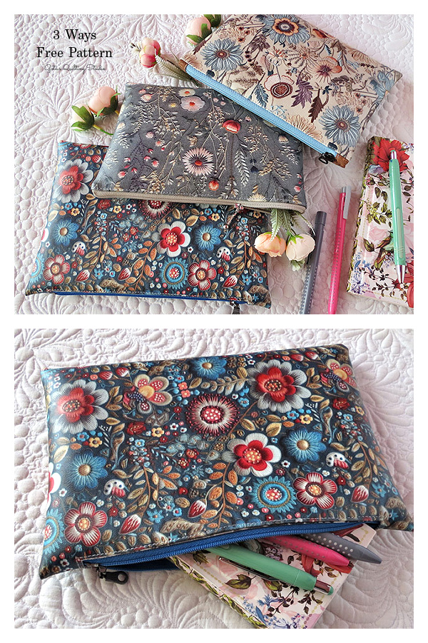 Quick and Easy Zippered Pouch Free Sewing Pattern