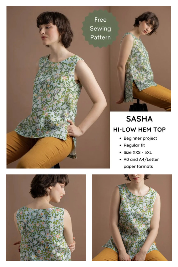 Summer Sasha Hi-Low Hem Boxy Top Free Sewing Pattern