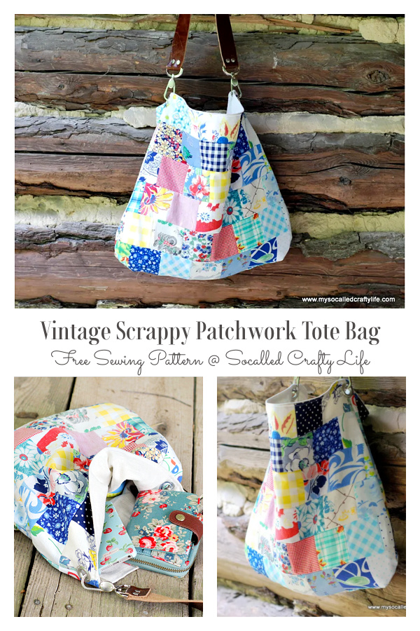 Sweet Vintage Scrappy Patchwork Tote Bag Free Sewing Pattern Sweet Vintage Scrappy Patchwork Tote Bag Free Sewing Pattern