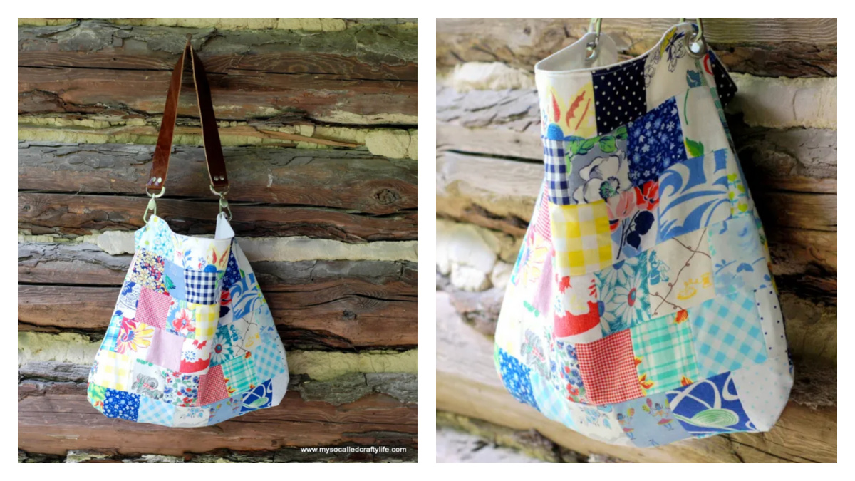 Sweet Vintage Scrappy Patchwork Tote Bag Free Sewing Pattern