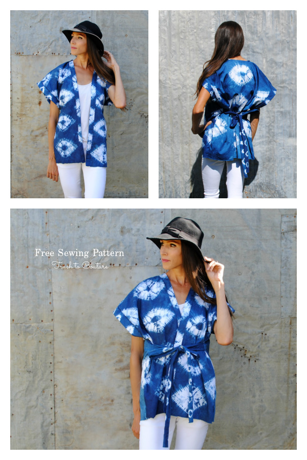 Shibori Dyed Kimono Free Sewing Pattern