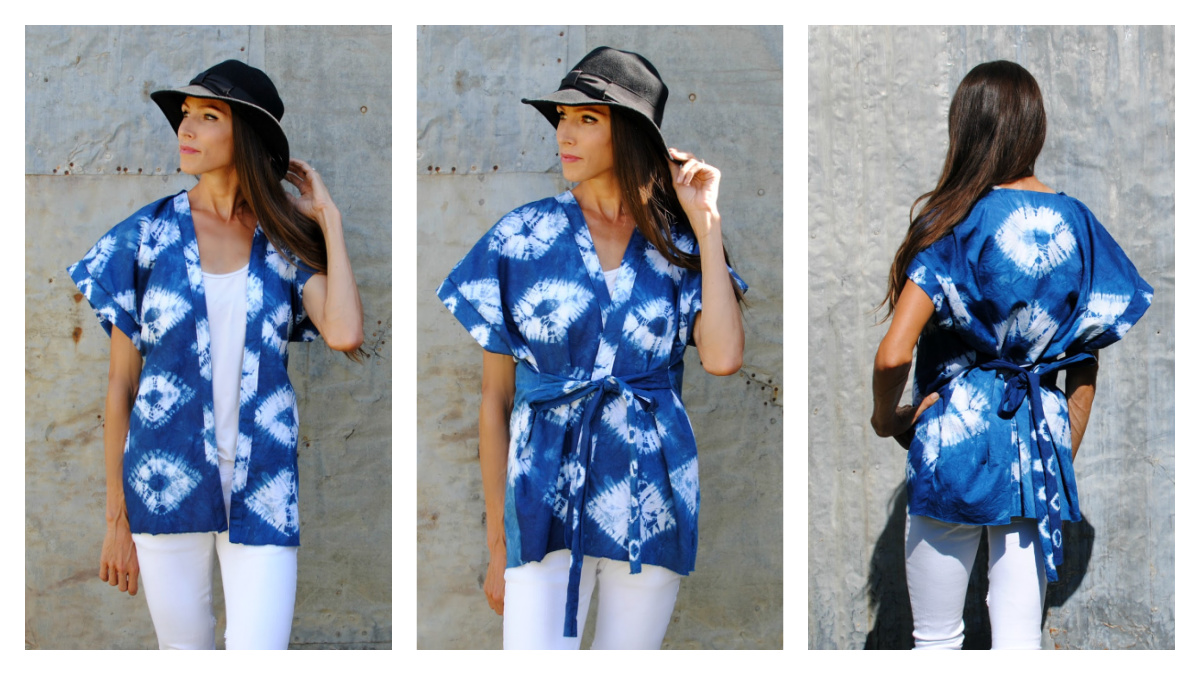 Shibori Dyed Kimono Free Sewing Pattern